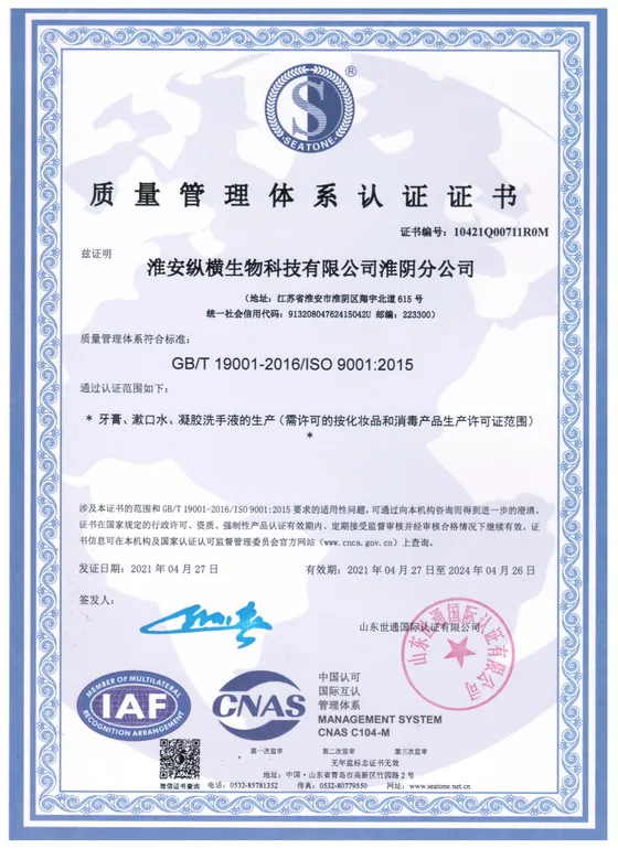 ISO 9001:2015 Quality Management System