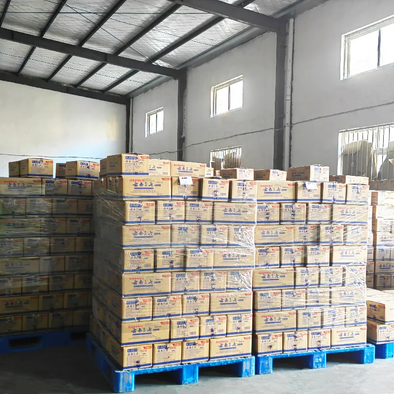 Palletised cartons of finished toothpaste in the Zongheng warehouse ready for export